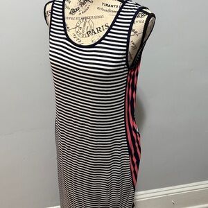 Striped Maxi Dress - Black and Pink